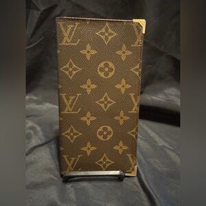 Louis Vuitton LV Monogram Gold Tips Check Book Long Bifold Wallet - Unisex